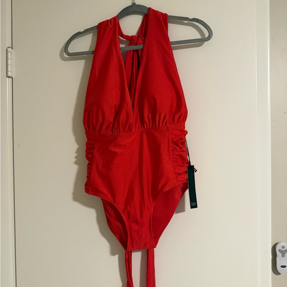 Nicole Miller Vibrant Red halter Swimsuit